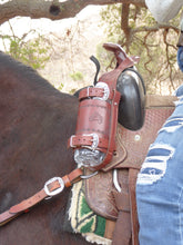 Load image into Gallery viewer, Hand Tooled Flower, Adjustable Drink Holder, Drink Holster,