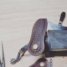 Load image into Gallery viewer, Handmade, Spur Straps, Handtooled, Basketweave Tooling