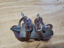 Load image into Gallery viewer, Handmade, Spur Straps, Handtooled, Basketweave Tooling

