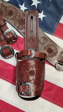 Load image into Gallery viewer, Hand Tooled Flower, Adjustable Drink Holder, Drink Holster,
