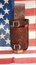 Load image into Gallery viewer, Hand Tooled Flower, Adjustable Drink Holder, Drink Holster,
