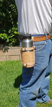 Load image into Gallery viewer, Hand Tooled Flower, Adjustable Drink Holder, Drink Holster,
