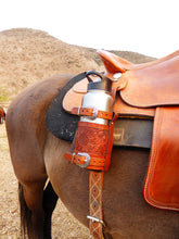 Load image into Gallery viewer, Hand Tooled Flower, Adjustable Drink Holder, Drink Holster,
